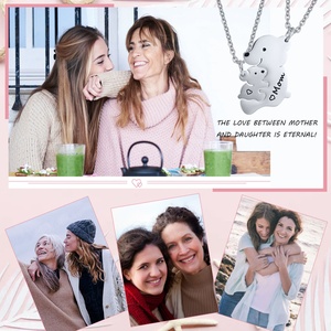 Collana con Ciondolo in Acciaio Inossidabile YYN a Forma di Orso che Abbraccia un Cucciolo, Stile Sportivo con Catena a Serpente, Gioielli Fai-da-Te all'Ingrosso - Product Image 4