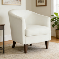 Fauteuil d'appoint moderne et minimaliste en velours blanc, avec accoudoirs incurvés et pieds coniques en bois massif, pour hôtel et usage domestique