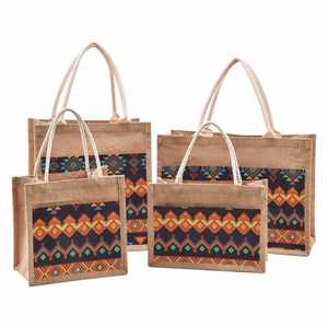Le Royal Standard Navy et Rose Chevron Stripe Jute Tote Cotton Shopping Bag par le Royal Standard - Product Image 4