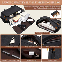 2 sacs à bandoulière pour ordinateur portable pour hommes, vintage, 17,3 pouces, imperméables, durables, décontractés, en toile épaisse, portables, pour affaires