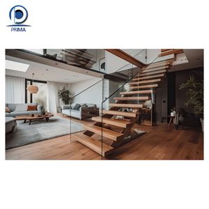 Prima <span class=keywords><strong>escalera</strong></span> personalizada escalones de madera de goma escaleras minimalistas modernas <span class=keywords><strong>escalera</strong></span> para el diseño del hogar Decoración de <span class=keywords><strong>dos</strong></span> pisos - Product Image 5