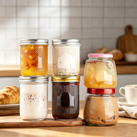 Glazen potjes voor eetbare vogelnestjes, diverse maten, helder geribbeld glas, diverse deksels, huishoudelijk, mini dessert, yoghurt, glazen bewaardoosjes