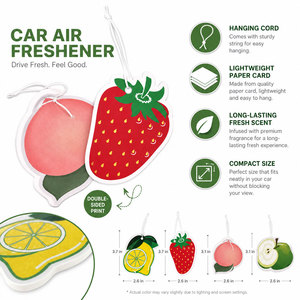 Désodorisant de voiture suspendu en papier, parfum fruité personnalisé (citron, pomme, orange, fraise), longue durée, pour l'intérieur du véhicule - Product Image 3