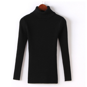 Donne di autunno Dolcevita di Alta Collo di Colore Solido Sottile A Maniche Lunghe A Righe Lavorato A Maglia Delle Signore Leggero Pullover Maglione - Product Image 5