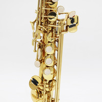 Saxofón Soprano Recto de Buena Calidad para Principiantes, en Si Bemol, Lacado en Oro, con Accesorios