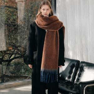 Écharpe en mohair à franges fines Melard Wicker Edge, style coréen, couleur unie, épaisse, chaude, pour étudiants, châle et cache-cou d'hiver - Product Image 5