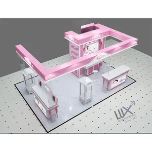 LUX Shopping Mall Popup Wooden White Pink lovely Youth Girl Makeup Cosmetics Kiosk Cosmetic Display