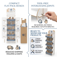 Présentoir en bois 3D personnalisé pour puzzles - Présentoir sur pied à 5 niveaux en contreplaqué pour modèles, idéal pour les magasins de jouets et de cadeaux