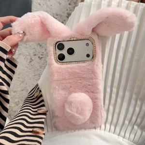 Funda de teléfono de felpa con diseño de conejo para iPhone 13 14 15 16 17 Pro Max, funda de teléfono de PC de invierno suave y cálida - Product Image 2