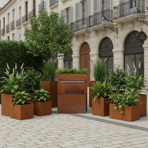 Jardinière rectangulaire en acier Corten, finition brillante, directement de l'usine, pour la décoration de jardins extérieurs, les designers paysagistes, les entreprises de construction - Product Image 1