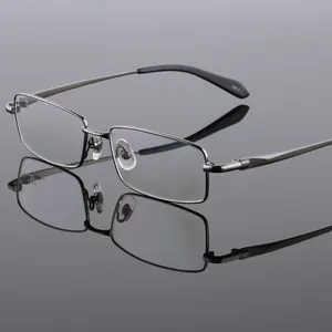 Bingkai kacamata Titanium murni pelek penuh untuk pria, bingkai kacamata optik resep kacamata paduan bingkai modis