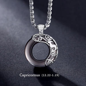 Collane con ciondolo in pietra naturale di <span class=keywords><strong>ossidiana</strong></span> <span class=keywords><strong>nera</strong></span> di nuovo arrivo S925 collana con <span class=keywords><strong>segno</strong></span> <span class=keywords><strong>zodiacale</strong></span> in argento per gioielli da uomo - Product Image 6