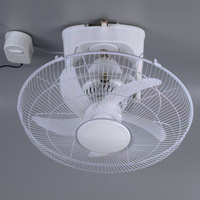 Ventilateur de Plafond Solaire FS-598 16 Pouces 15W avec Chargeur Adaptateur 12.6V2A et Boîtier Interrupteur à Bouton 3 Vitesses Silencieux à Large Angle de Diffusion d'Air