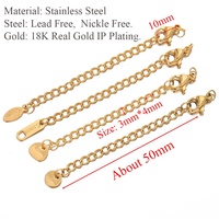 Chaînes d'extension plaquées or 18 carats avec fermoirs mousquetons pour la fabrication de bijoux DIY, bracelets, colliers et accessoires