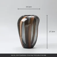Vase en verre hydroponique moderne minimaliste de forme unique à rayures colorées populaire Contenant floral décoratif