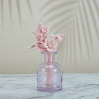 Diffuseur de luxe fait à la main fleur roseau avec bouteille en verre ensembles de diffuseurs d'huiles essentielles