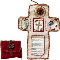 Pochette en tissu en forme de croix de poche artisanale Devotional - Faith Edition Devotional avec croix Saint Images Prières