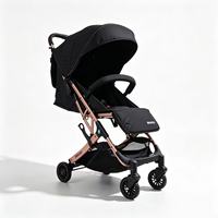 Poussette haute pour bébé avec rotation à 360°, auvent imprimé trèfle doré et design pliable pour tout-petits
