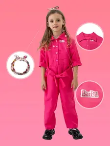 Hot Sale Movie Child Carnival Cosplay Costume Kids Jumpsuit Halloween Performance Wear Girls Pink Onesie With Headband