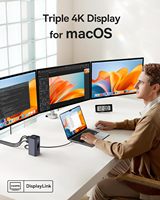 Base de Conexión USB-C SpaceMate (MAC) para 3 Monitores 4K, 11 Puertos USB de 10 Gbps, 100W PD, Gigabit Ethernet, Audio, Compatible con Laptop, Mac y Windows
