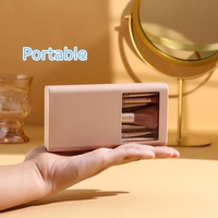 Ensemble de mini pinceaux de maquillage rose portable de voyage personnalisé pinceaux de maquillage avec étui à miroir