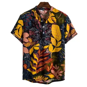 Camisas de ilha masculinas estilo havaiano com estampa digital verão 2024