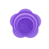 Bol de nettoyage pour pinceaux de maquillage en silicone en forme de fleur, tapis de lavage et séchage pliable tout-en-un pour éponge de maquillage et houppette, pour la maison