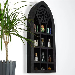 Gothic Wooden Wall <b>Shelf</b> 42x18cm Multi-layer Display <b>Rack</b> For Crystals And Decorations Living Room Storage - Product Image 1