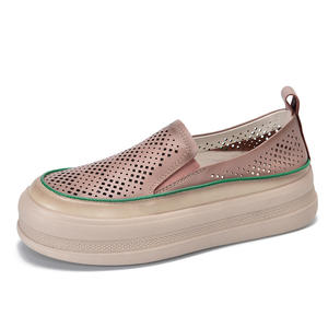 2023 été femmes en cuir véritable mocassins confortables décontracté sans lacet chaussures PU semelle souple paresseux creux conception polyvalent pour le quotidien - Product Image 3