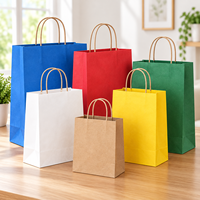 Sac en papier jaune à pois ECO avec poignée torsadée, logo personnalisé pour emballage cadeau, vente en gros