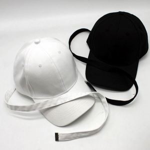 หมวกแก๊ปปีกโค้งสีดำขาวขายส่ง ปักโลโก้ตามสั่ง สายยาวปรับได้ - Product Image 2