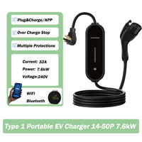 Chargeur de voiture électrique mural XTEVSE neuf J1772 7,6 kW, chargeur EV de type 1 NEMA, 32A 14-50P, câble de 5 m, matériau PC+ABS