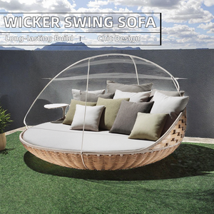 Fauteuil œuf suspendu moderne et durable Canapé à structure métallique en osier pour l'extérieur, le jardin ou l'hôtel - Product Image 4