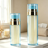 Flacon cosmétique haut de gamme en plastique sous vide de 50 ml, emballage pulvérisateur sans air en PET, soin hydratant, double paroi, contenant populaire