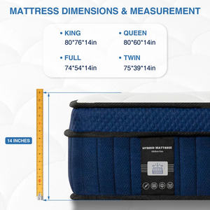 Best-seller Matelas hybride de luxe à ressorts ensachés bleu Euro Top 10 ans de garantie disponible <span class=keywords><strong>en</strong></span> tailles Twin/Full/Queen/King - Product Image 4