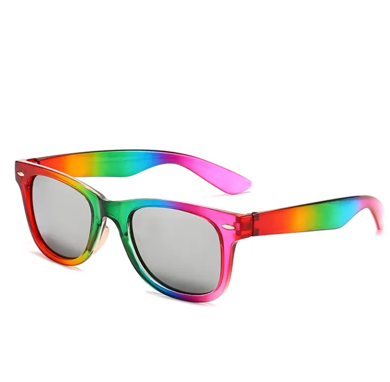 OEM colorful wholesale promotion rainbow custom logo UV 400 rainbow sunglasses