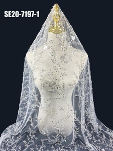 Sang Trọng Đính Cườm Hồng Net Tulle Saree Veil Cô Gái Vải Sequins Pha Lê Đá Trắng Wedding Bridal Evening Dress Ren Vải - Product Image 4