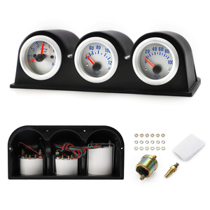 มาตรวัดความเร็วรอบเครื่องยนต์ วัดอุณหภูมิน้ำ วัดแรงดันน้ำมัน 12V สำหรับยานยนต์ทั่วไป ตัวเรือนโลหะ ABS แบบรวมสามช่อง - Product Image 2