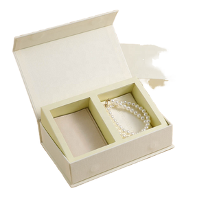 Elegant Cream Magnetic Jewelry Box with Dual Compartments, Premium <b>Storage</b> for <b>Necklaces</b>, Bracelets & Fine Jewelry - Product Image 3