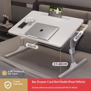 Escritorio Plegable Pequeño de Metal y Plástico para Computadora Portátil, Escritorio de Madera para Computadora Portátil con Placa Retráctil para Personas Perezosas - Product Image 6