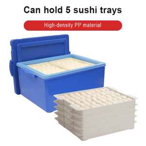 Contenitore per Sushi Ecologico e Riutilizzabile con Vassoio a 5 Scomparti, Colori Blu e Bianco, Materiale PP ad Alta Densità per Uso <span class=keywords><strong>Ristorante</strong></span> - Product Image 1