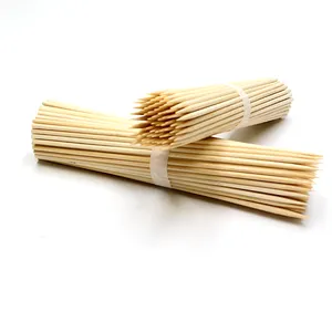 Natural Color Custom Disposable Bbq Tools Long Round Bamboo Skewers Sticks