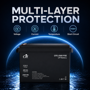 Batería LiFePO4 LFP CFE-2560 PSE 12.8V 200Ah con BMS IP65, 3000 Ciclos, para <span class=keywords><strong>Inversor</strong></span> <span class=keywords><strong>Fronius</strong></span>, Energía <span class=keywords><strong>Solar</strong></span> Marina y Sistemas de Respaldo <span class=keywords><strong>Solar</strong></span> - Product Image 1