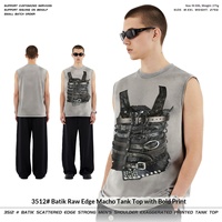 Tank Top Pria Katun Tebal Model Crinkle Cuci, Gaya Retro, untuk Olahraga Lari, Fitness, dan Gym, Koleksi Musim Panas Terbaru