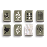Set Mahjong Amerika Modern Bergaya Pedesaan Mewah Warna Hijau Sage dan Mutiara Gading 2026, 160 Buah, Ubin Akrilik Berukir Portabel