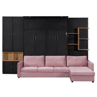 [Stock US] Lit Murphy Queen Size avec grand canapé et armoire de rangement pour petite pièce, livraison rapide depuis l'entrepôt US, MOQ 1 unité