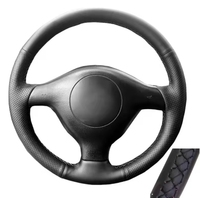 Cubierta para volante de coche de cuero perforado para Volkswagen VW Golf 4 Passat B5 Seat Leon Polo accesorios interiores de coche
