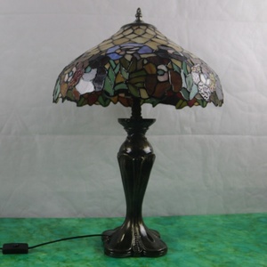 LongHuiJing 16-Inch High-End Tiffany Style <b>Table</b> <b>Lamp</b> - Artisan Stained Glass with Vintage <b>Base</b> and Floral Nightlight Design - Product Image 5