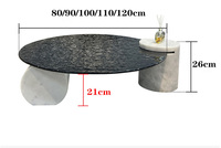 Table basse extensible de luxe moderne italienne, design vague d'eau, finition marbre minimaliste, verre sur mesure pour petite maison