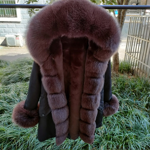 2025 hiver nouveau femmes à la mode mi-longueur <span class=keywords><strong>Parka</strong></span> <span class=keywords><strong>avec</strong></span> détachable chaud fourrure de renard manteau à <span class=keywords><strong>capuche</strong></span> longue <span class=keywords><strong>imperméable</strong></span> fermeture à glissière - Product Image 6